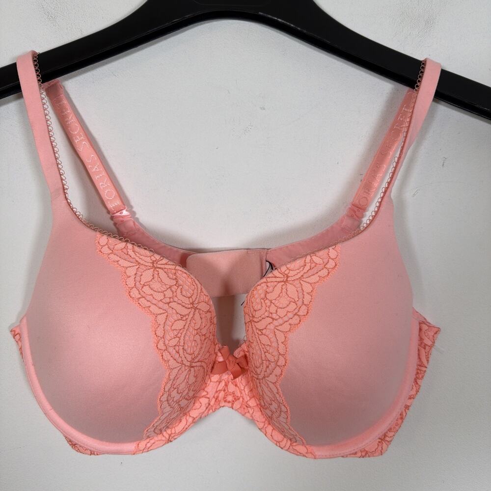 Victoria Secret Pink Peach 36D Perfect Shape Lined Lift Underwire Shimmer‎ Bra